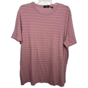 Theory Men's XL Salmon White‎ Stripe Short Sleeve Crew Neck Casual T Shirt